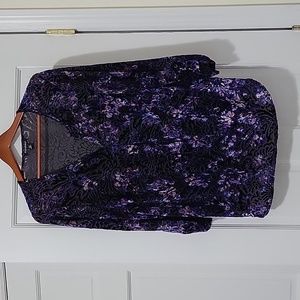Roz & Ali Purple Floral Velvety Blouse